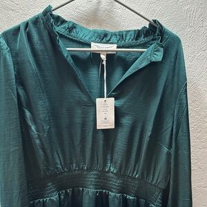 Lucky Brand Dark Green Long Sleeve Dress